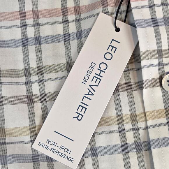 Leo Chevalier Men’s Short Sleeve Shirt LT Large Tall Plaid NWT Cotton Laos - Picture 7 of 14